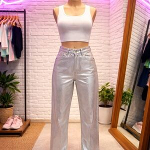 Fourth + Bay Foiled Silver Straight Denim Jeans, NWT